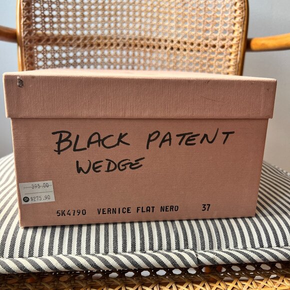 vintage Miu Miu black patent peep toe wedges size 37 Brand New NIB - Picture 9 of 11